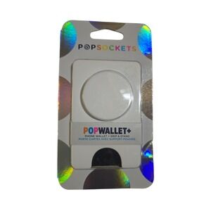 PopSockets PopWallet+ White Phone Wallet with Integrated Swappable Grip Stand